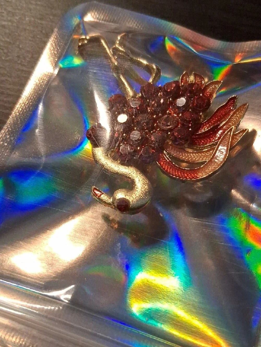 & Other Stories Gold-Tone Pink Crystal Flamingo Brooch